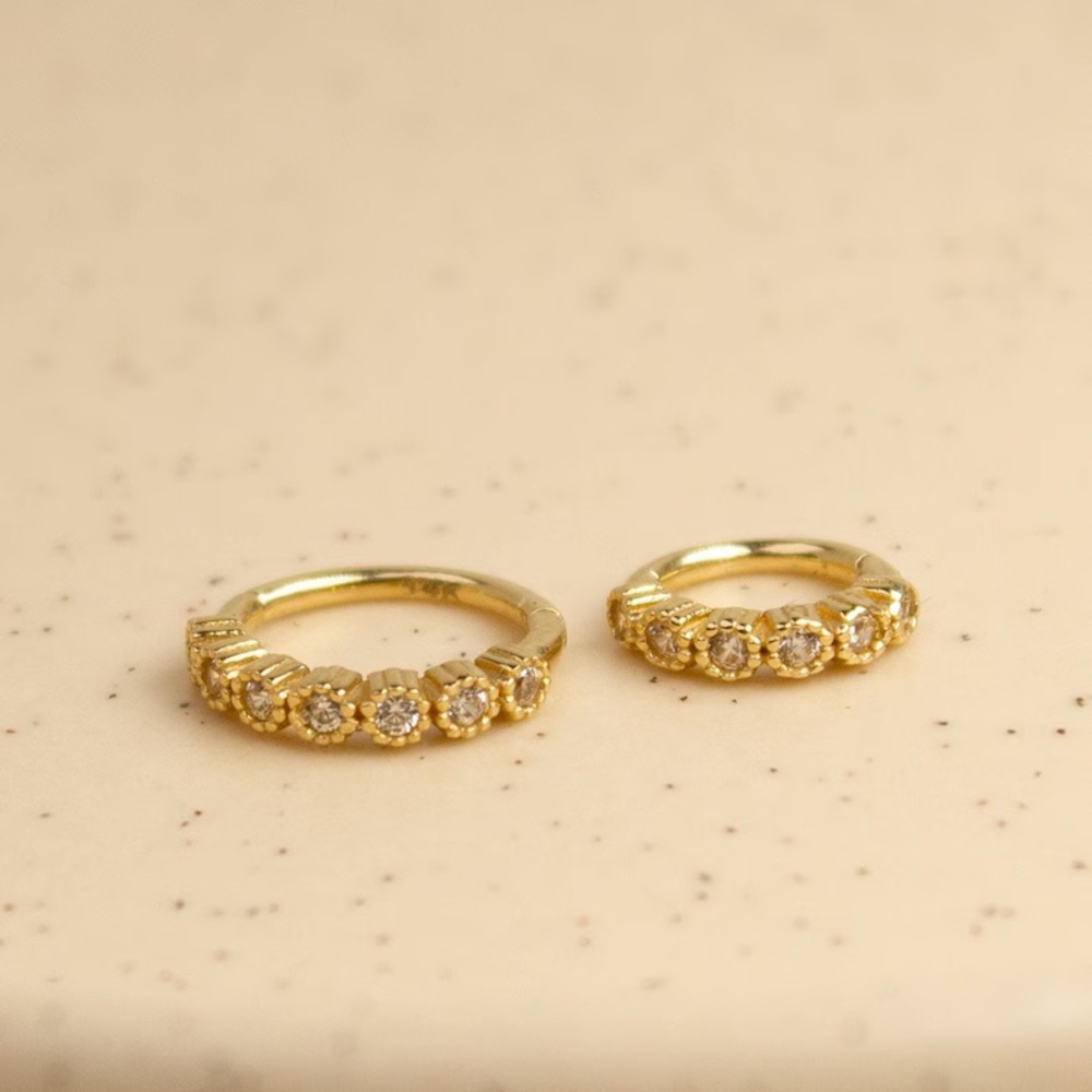 14K Solid Gold Front Facing Hoop Cartilage Earrings